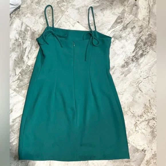 Amanda Uprichard Revolve Green Teal Tie Straps Mini Sheath Dress  Size Medium - Picture 2 of 4